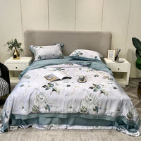 HKM-307219 Tencel Lyocell Fiber Summer Cooling Duvet Four-Piece Set with Embroidered Design and Multiple Sizes