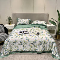 HKM-307219 Tencel Lyocell Fiber Summer Cooling Duvet Four-Piece Set with Embroidered Design and Multiple Sizes