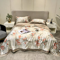 HKM-307219 Tencel Lyocell Fiber Summer Cooling Duvet Four-Piece Set with Embroidered Design and Multiple Sizes