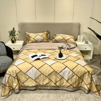 HKM-307219 Tencel Lyocell Fiber Summer Cooling Duvet Four-Piece Set with Embroidered Design and Multiple Sizes