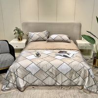 HKM-307219 Tencel Lyocell Fiber Summer Cooling Duvet Four-Piece Set with Embroidered Design and Multiple Sizes