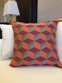 HKM-307283 Orange Three-Dimensional Geometric Pattern Pillow Cover - 45x45cm & 50x50cm Options