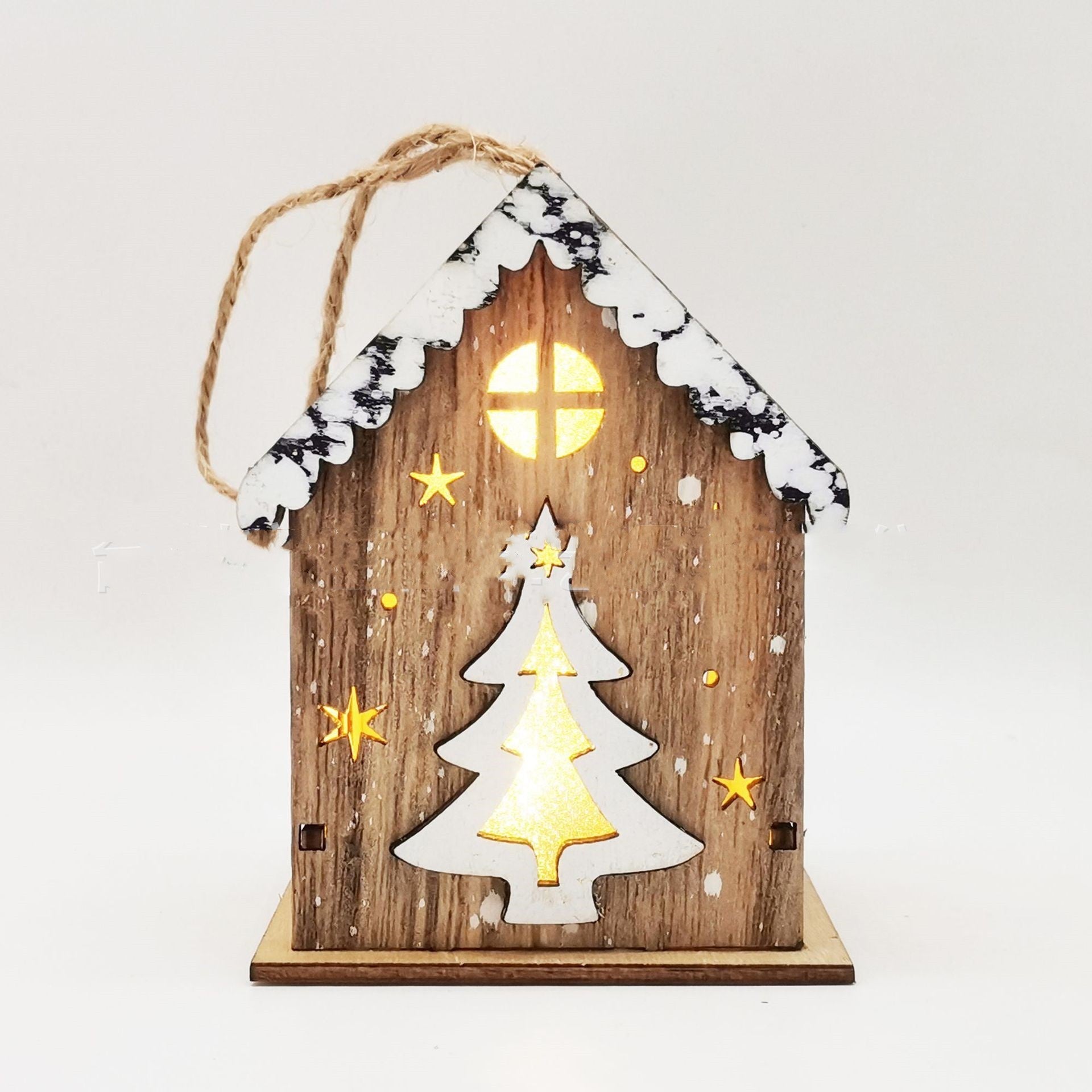 HKM-307347 Wooden Luminous Christmas Craft Pendant - Red Angel, Elk, Tree & Flower Girl Designs