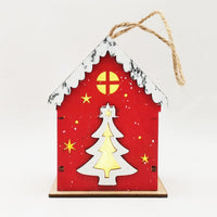 HKM-307347 Wooden Luminous Christmas Craft Pendant - Red Angel, Elk, Tree & Flower Girl Designs