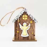 HKM-307347 Wooden Luminous Christmas Craft Pendant - Red Angel, Elk, Tree & Flower Girl Designs
