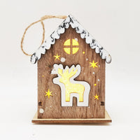 HKM-307347 Wooden Luminous Christmas Craft Pendant - Red Angel, Elk, Tree & Flower Girl Designs