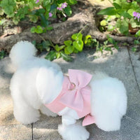 HKM-307411 Handmade Pet Fleece Bow Chest Strap Lead Rope - Light Blue & Light Pink Options Available