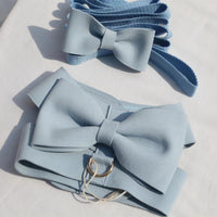 HKM-307411 Handmade Pet Fleece Bow Chest Strap Lead Rope - Light Blue & Light Pink Options Available