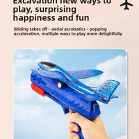 HKM-307475 Light-Up Foam Aircraft Launcher Toy - Dual Function Flying Glider for Ages 5+