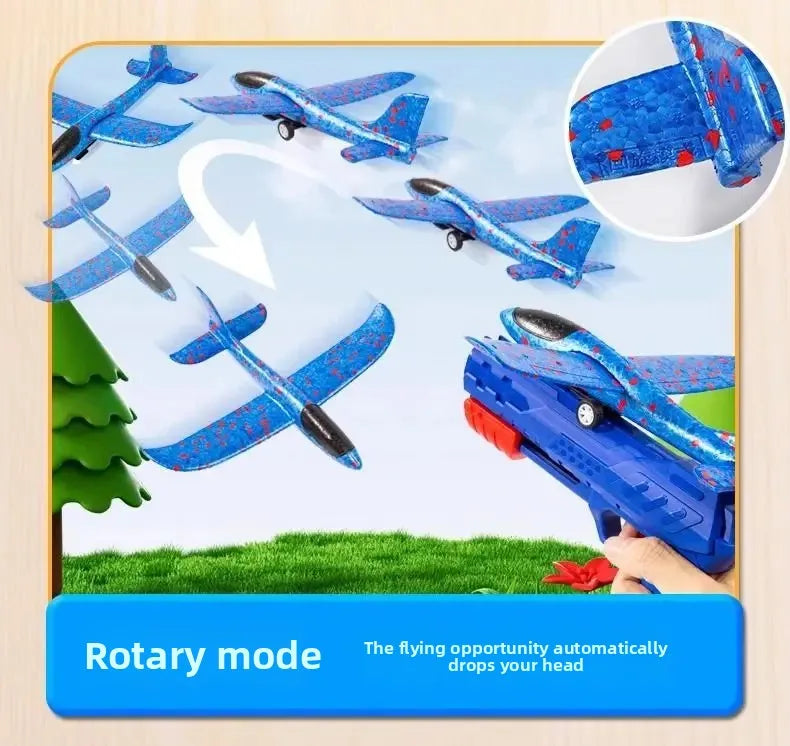 HKM-307475 Light-Up Foam Aircraft Launcher Toy - Dual Function Flying Glider for Ages 5+