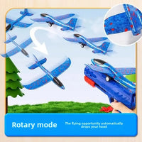HKM-307475 Light-Up Foam Aircraft Launcher Toy - Dual Function Flying Glider for Ages 5+