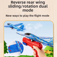HKM-307475 Light-Up Foam Aircraft Launcher Toy - Dual Function Flying Glider for Ages 5+