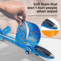 HKM-307475 Light-Up Foam Aircraft Launcher Toy - Dual Function Flying Glider for Ages 5+