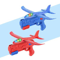 HKM-307475 Light-Up Foam Aircraft Launcher Toy - Dual Function Flying Glider for Ages 5+