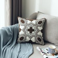 HKM-307539 Scandinavian Geometric Cotton Cushion Cover with Three-Dimensional Towel Embroidery, 45x45cm