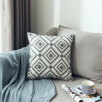 HKM-307539 Scandinavian Geometric Cotton Cushion Cover with Three-Dimensional Towel Embroidery, 45x45cm