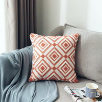 HKM-307539 Scandinavian Geometric Cotton Cushion Cover with Three-Dimensional Towel Embroidery, 45x45cm