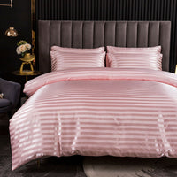 HKM-307539 Thickened Striped Jacquard Four-Piece Fabric Bed Sheet and Duvet Cover Set