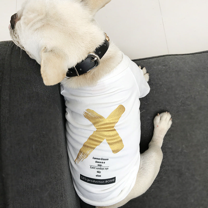 HKM-307667 Casual Cotton T-Shirt for Adult Dogs and Cats in Black and White