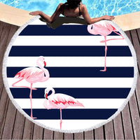 HKM-307795 Round Microfiber Beach Towel with Tassel Lace - Soft and Eco-Friendly, 150cm