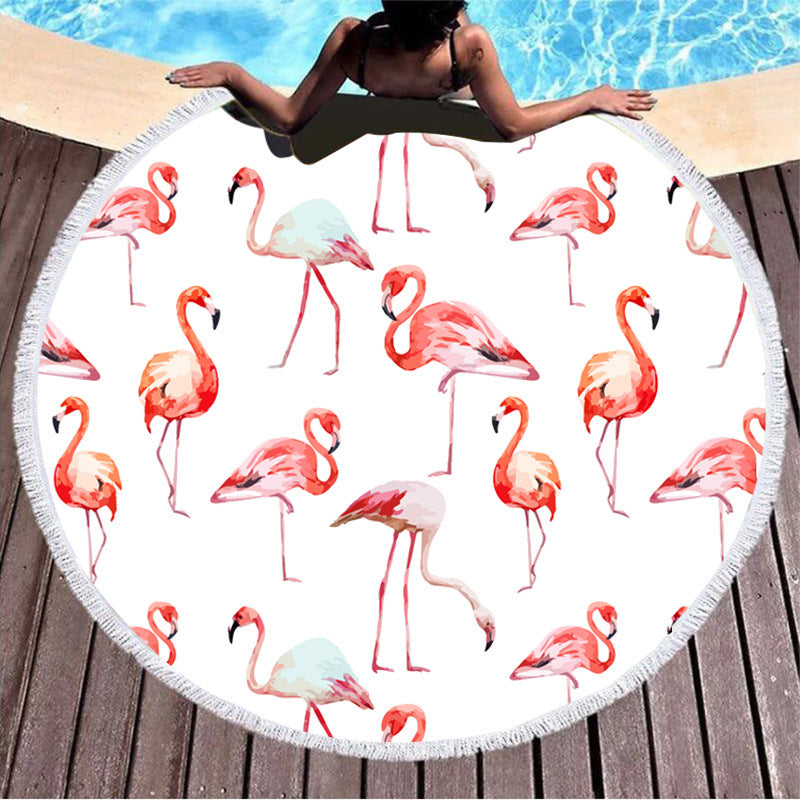 HKM-307795 Round Microfiber Beach Towel with Tassel Lace - Soft and Eco-Friendly, 150cm