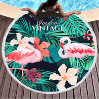HKM-307795 Round Microfiber Beach Towel with Tassel Lace - Soft and Eco-Friendly, 150cm