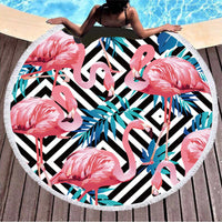 HKM-307795 Round Microfiber Beach Towel with Tassel Lace - Soft and Eco-Friendly, 150cm