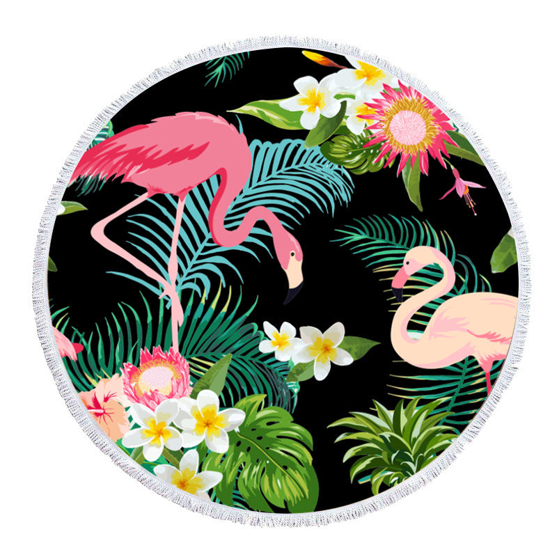 HKM-307795 Round Microfiber Beach Towel with Tassel Lace - Soft and Eco-Friendly, 150cm