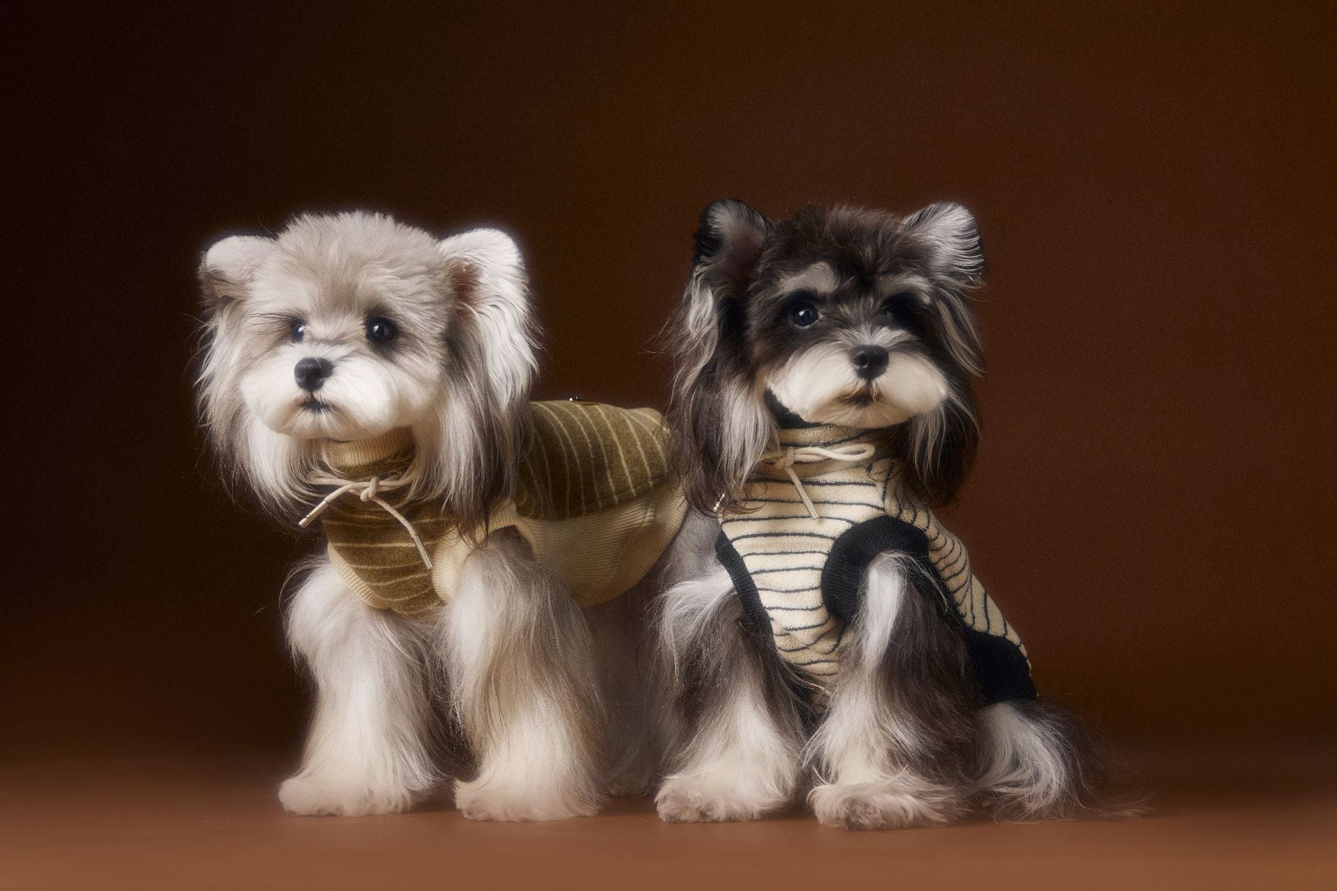 HKM-307859 Striped Sleeveless Sweater for Pets in Black, Coffee, and Beige - Casual Cotton Lining, Multiple Sizes Available