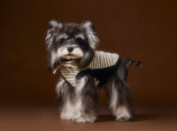 HKM-307859 Striped Sleeveless Sweater for Pets in Black, Coffee, and Beige - Casual Cotton Lining, Multiple Sizes Available