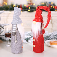 HKM-307987 Christmas Wine Bottle Cover Set - Wool Non-Woven Fabric, European Style, Gray/White and Red/White Options