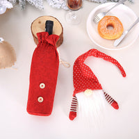 HKM-307987 Christmas Wine Bottle Cover Set - Wool Non-Woven Fabric, European Style, Gray/White and Red/White Options