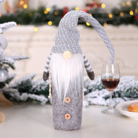 HKM-307987 Christmas Wine Bottle Cover Set - Wool Non-Woven Fabric, European Style, Gray/White and Red/White Options