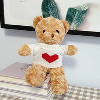 HKM-308051 Cute Plush Teddy Bear with Heart Sweater - Soft Stuffed Animal Toy for All Ages