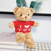 HKM-308051 Cute Plush Teddy Bear with Heart Sweater - Soft Stuffed Animal Toy for All Ages