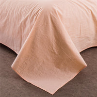HKM-308051 Washed Cotton Bedding Set - 4-Piece with Quilt Cover, Bed Sheet, and Pillowcases