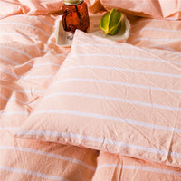 HKM-308051 Washed Cotton Bedding Set - 4-Piece with Quilt Cover, Bed Sheet, and Pillowcases