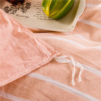 HKM-308051 Washed Cotton Bedding Set - 4-Piece with Quilt Cover, Bed Sheet, and Pillowcases