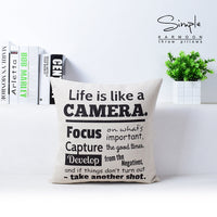 HKM-308179 Black and White Industrial Style Cotton Linen Cushion Case - 43cm x 43cm