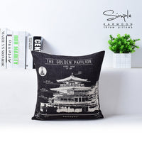 HKM-308179 Black and White Industrial Style Cotton Linen Cushion Case - 43cm x 43cm