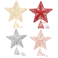 HKM-308179 Linear Iron Five-Pointed Star for Christmas Tree Topper - Light Gold, Silver, Red, Rose Gold Finish
