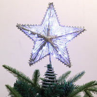 HKM-308179 Linear Iron Five-Pointed Star for Christmas Tree Topper - Light Gold, Silver, Red, Rose Gold Finish