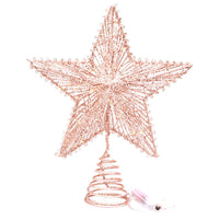 HKM-308179 Linear Iron Five-Pointed Star for Christmas Tree Topper - Light Gold, Silver, Red, Rose Gold Finish