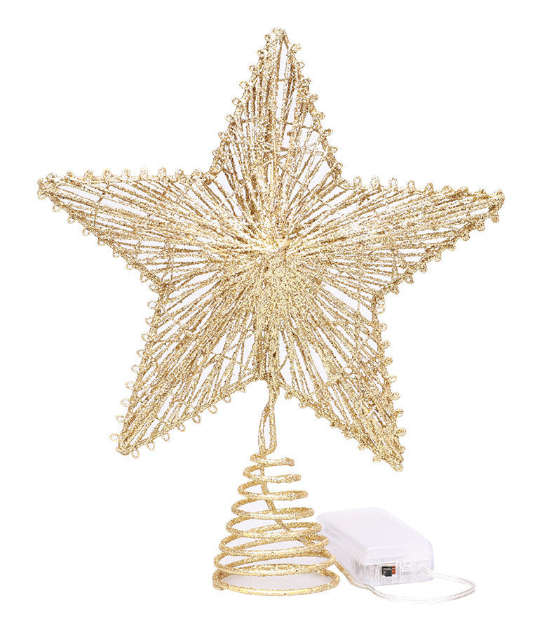 HKM-308179 Linear Iron Five-Pointed Star for Christmas Tree Topper - Light Gold, Silver, Red, Rose Gold Finish