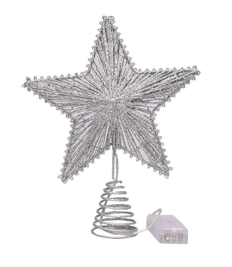 HKM-308179 Linear Iron Five-Pointed Star for Christmas Tree Topper - Light Gold, Silver, Red, Rose Gold Finish