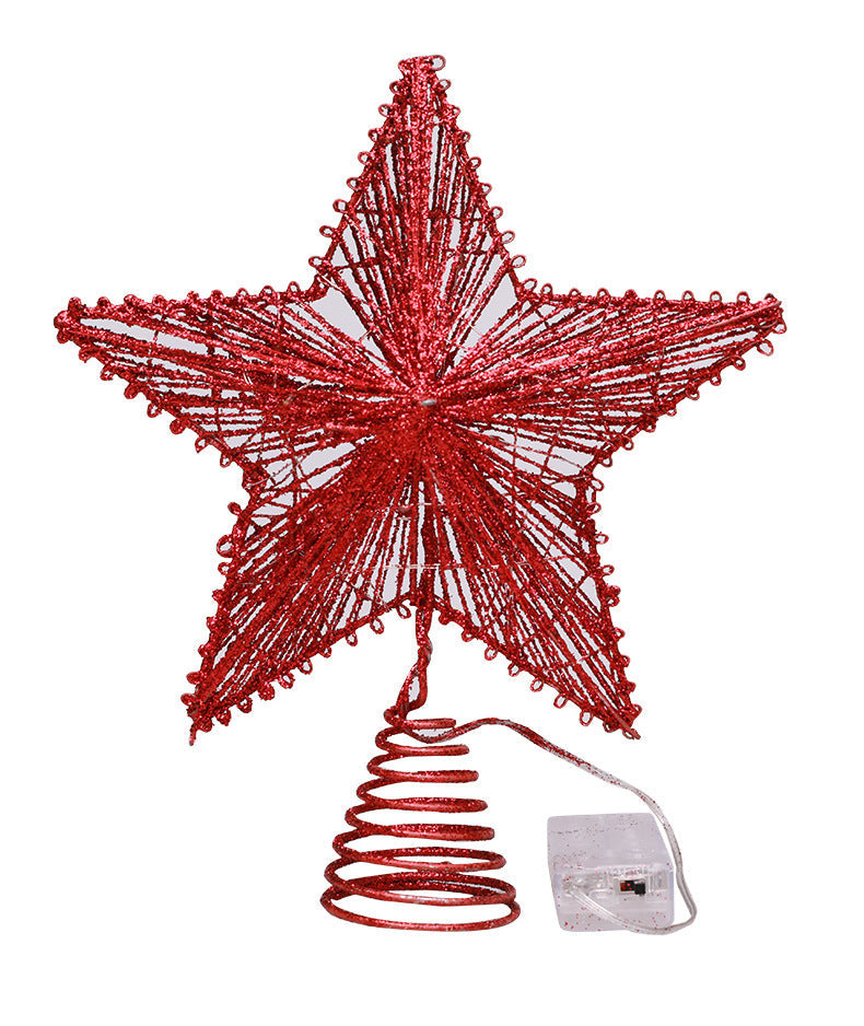 HKM-308179 Linear Iron Five-Pointed Star for Christmas Tree Topper - Light Gold, Silver, Red, Rose Gold Finish