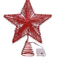 HKM-308179 Linear Iron Five-Pointed Star for Christmas Tree Topper - Light Gold, Silver, Red, Rose Gold Finish