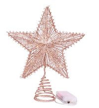 HKM-308179 Linear Iron Five-Pointed Star for Christmas Tree Topper - Light Gold, Silver, Red, Rose Gold Finish