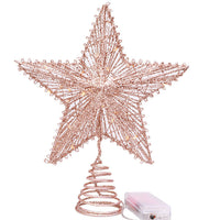 HKM-308179 Linear Iron Five-Pointed Star for Christmas Tree Topper - Light Gold, Silver, Red, Rose Gold Finish