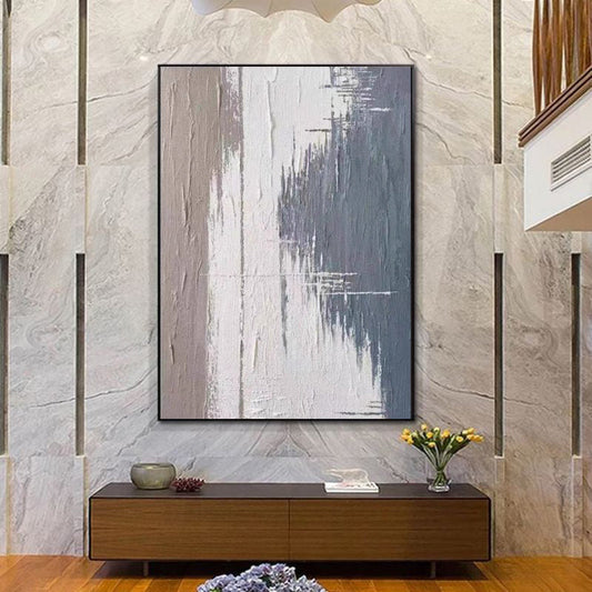 HKM-308307 Abstract Modern Grey Texture Oil Painting Canvas Art for Home Living Room Decor - Frameless & Unstretched